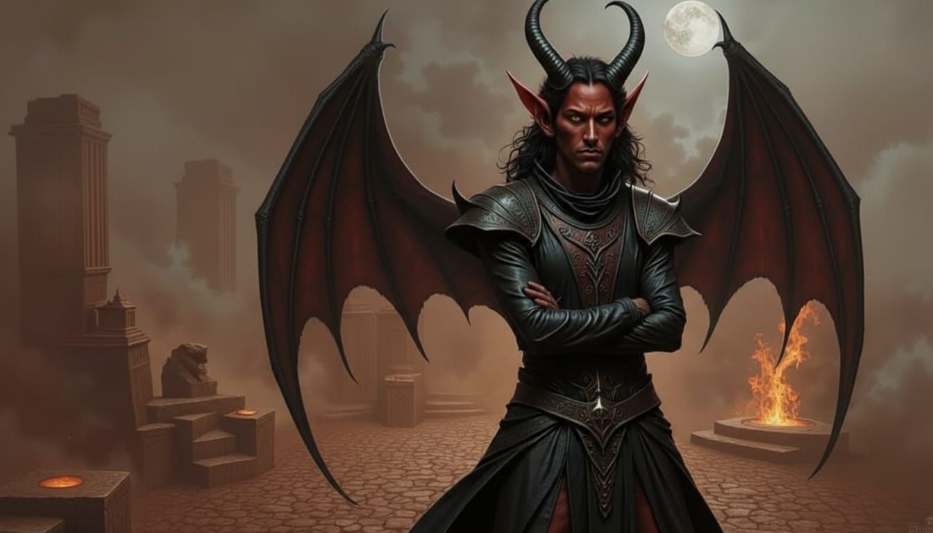 Tiefling Considers Offer with Wings Retracted