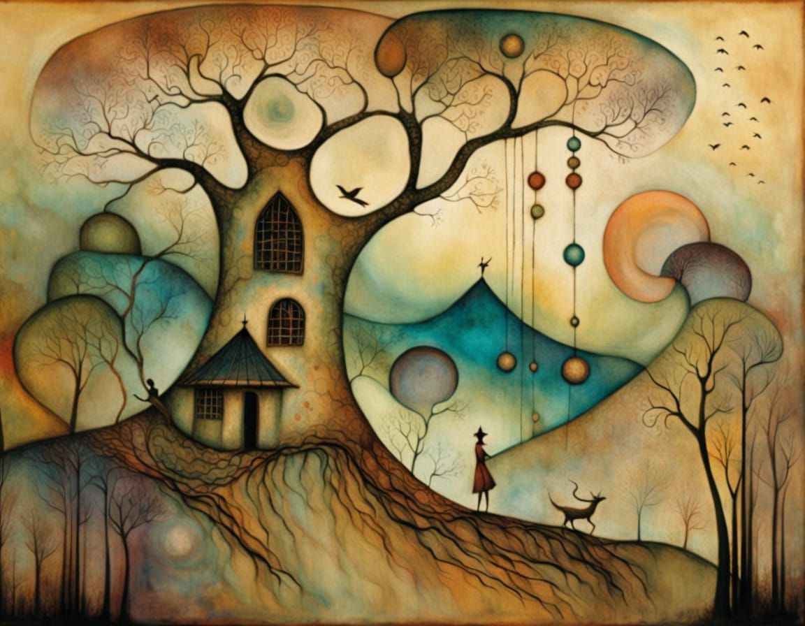 Whimsical Alien Hybrid Amidst a Fantastical Forest