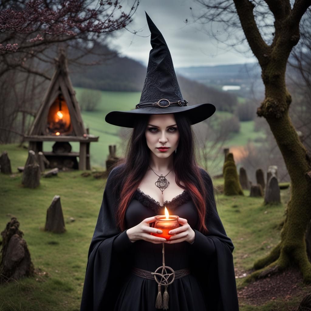 Ostara Witch in Hyperrealistic Style