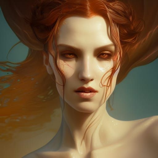 Evil Mermaid Portrait in Hyperdetailed Digital Art