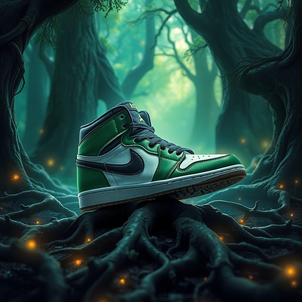 Nike Jordan 1 in Mystical Forest, Matte Painting