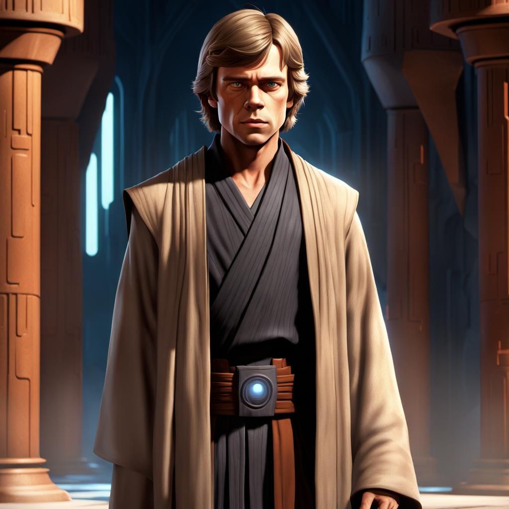 Young Luke Skywalker in Jedi Temple, 3D Animated