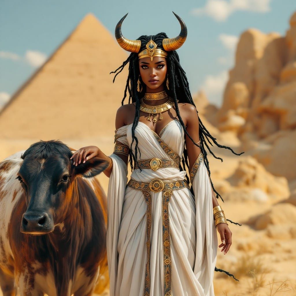 Egyptian Goddess Neb-Tau-Tȧb in Ancient Regalia