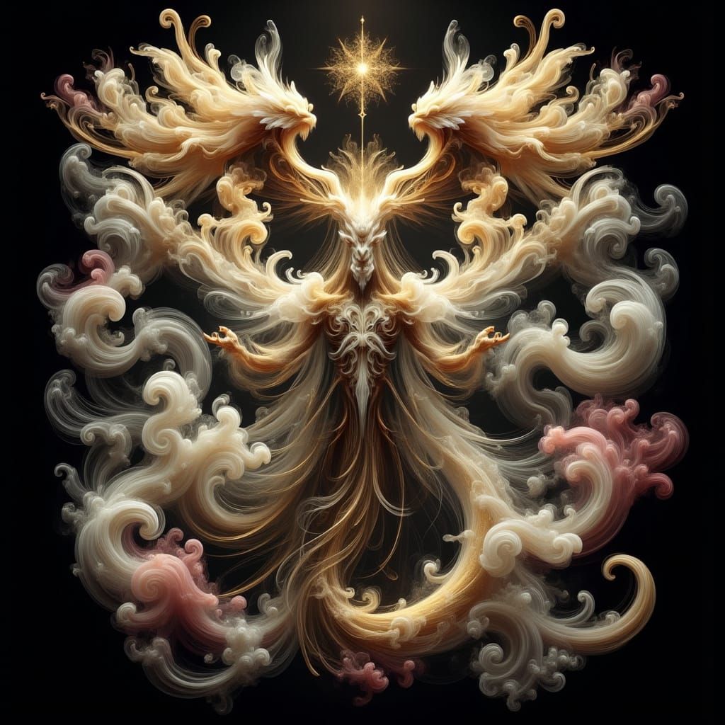 Elf Ninja with Eastern Dragon in Anime Style