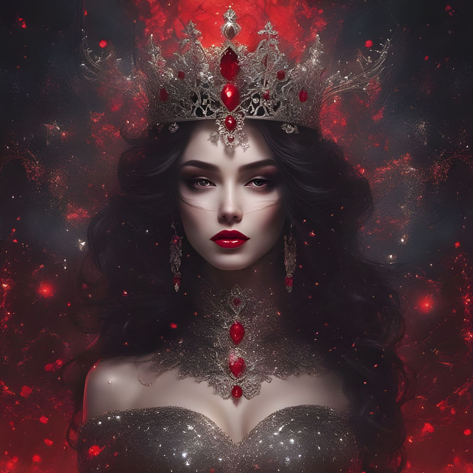 Gothic Princess Portrait with Golden Crown in Dark Style