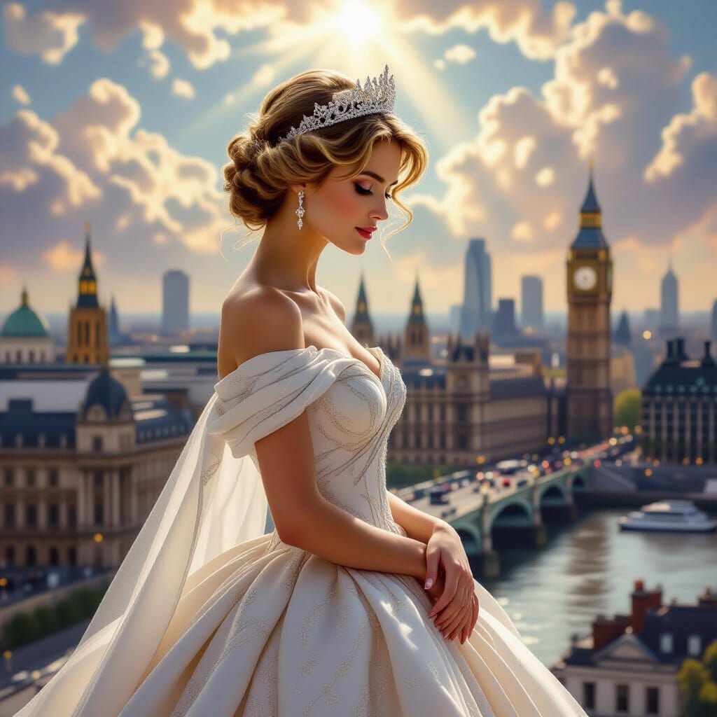 Princess Diana in Heaven Overlooking London