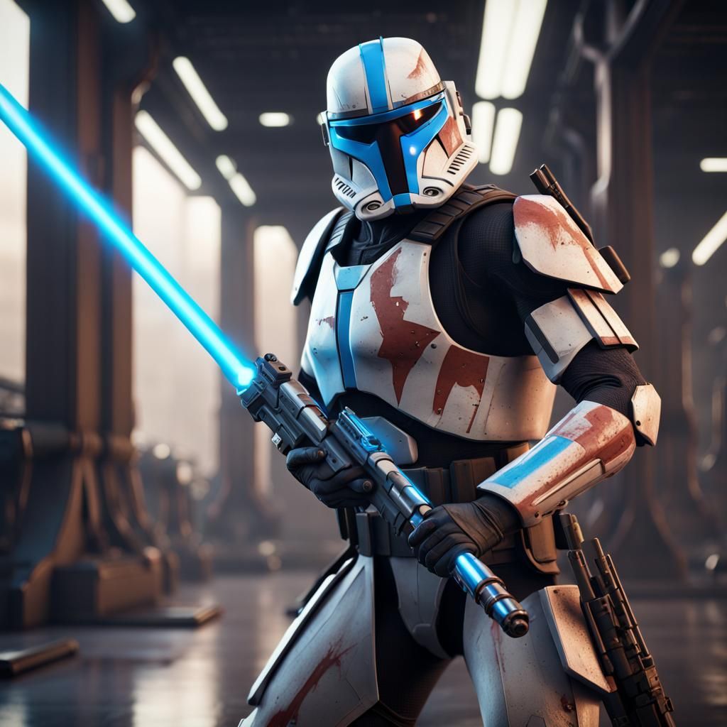Clone Commando with Dual Lightsabers: Fantasy Concept Art