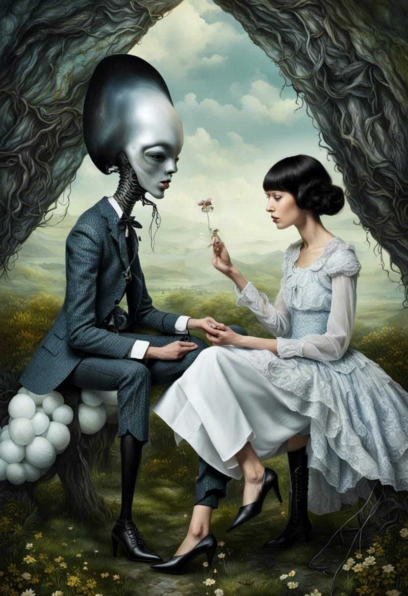 Surreal Alien Restaurant Celebration: Professional Photograp...