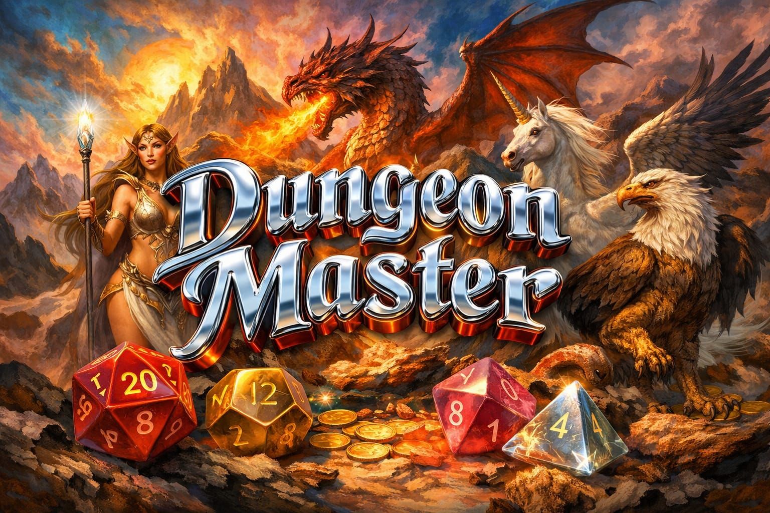 Dungeon Master 3D Chrome Text Fantasy Art