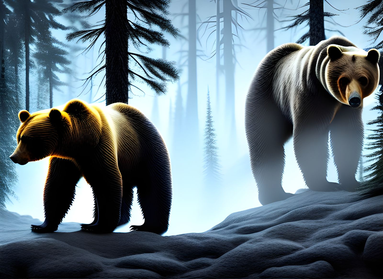 Surreal Bear Attack in Hyperdetailed Photorealistic Style