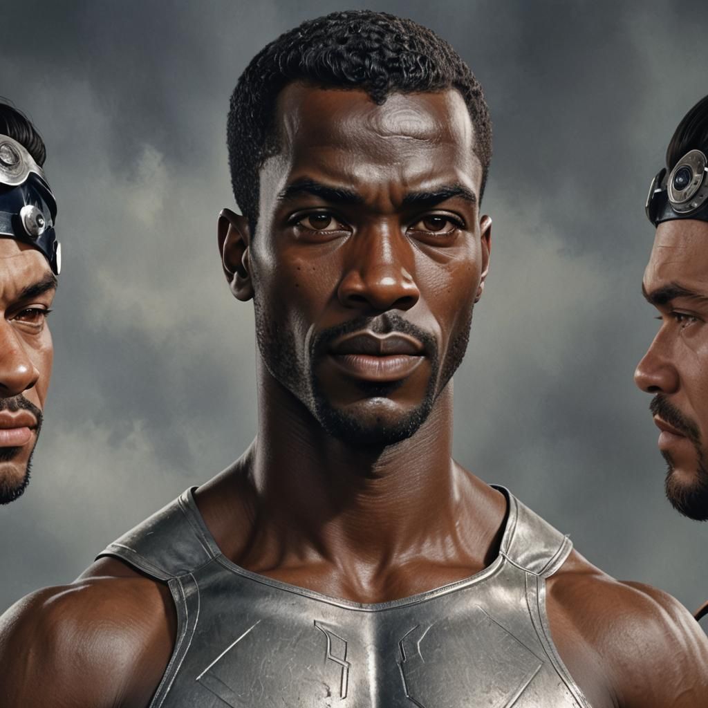 1940s African Engineer: Hyperrealistic Superhero Portrait