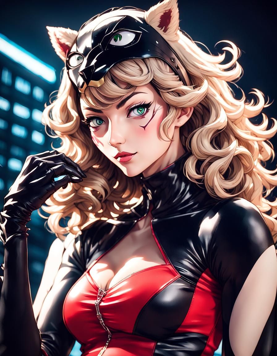 Ann Takamaki as Panther: Hypermaximalist Digital Portrait