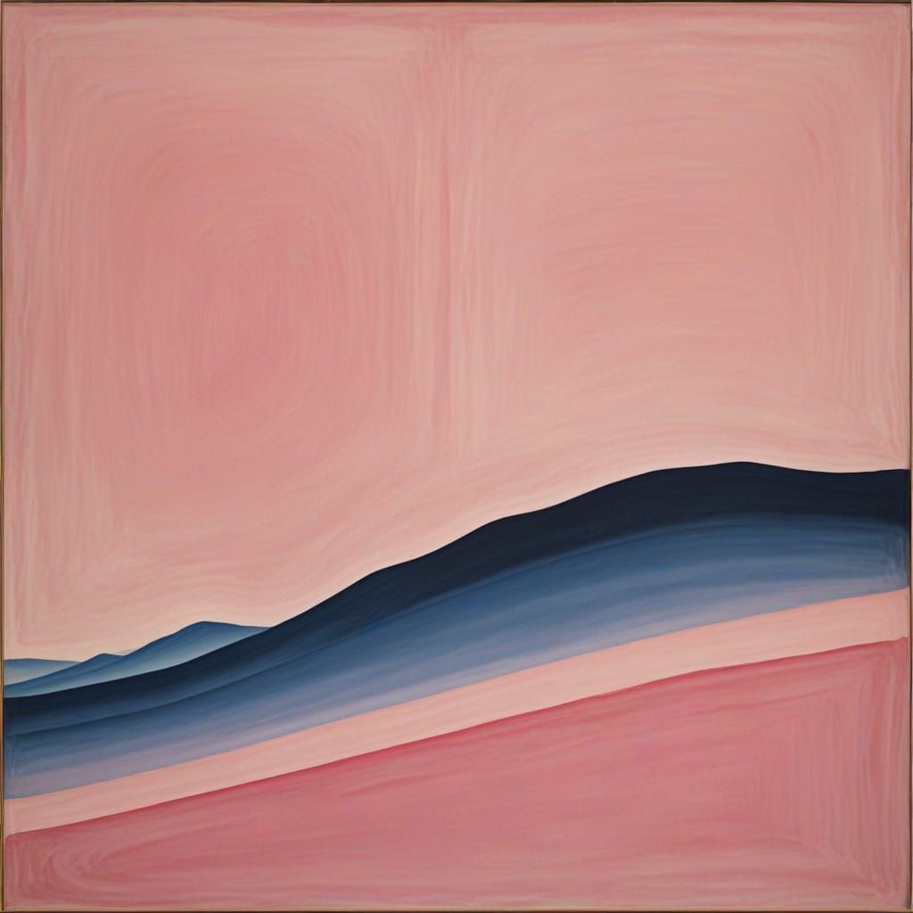 O'Keeffe Inspired Pink Shapes in Blue-Grey Fields