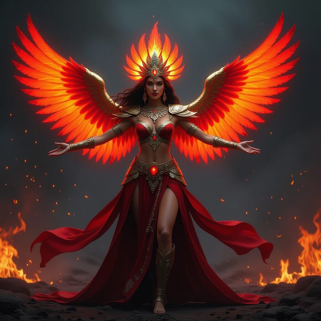 Phoenix Goddess in a Cinematic Fantasy Style