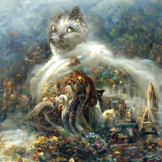 Ethereal Cat Octopus Fantasy, Hyperdetailed Art