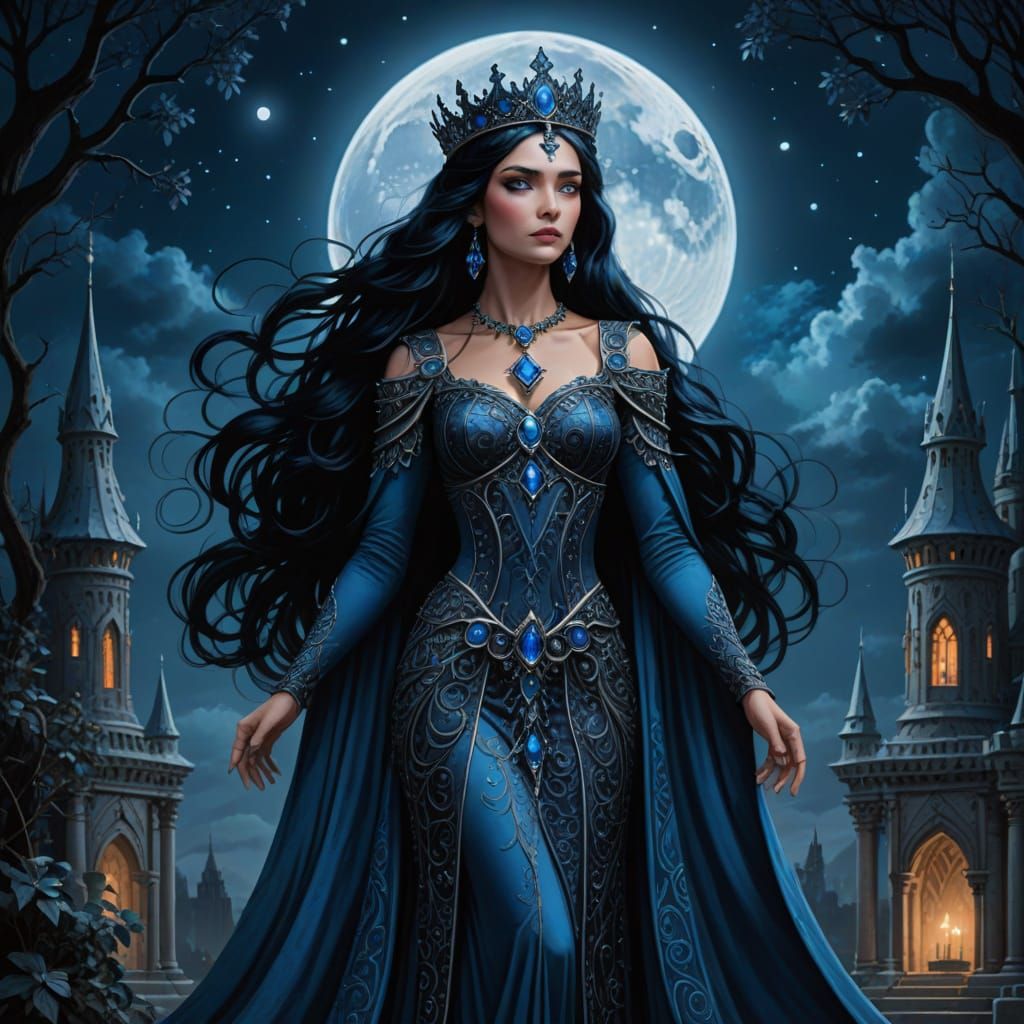Night Goddess Nyx in Moonlit Palace
