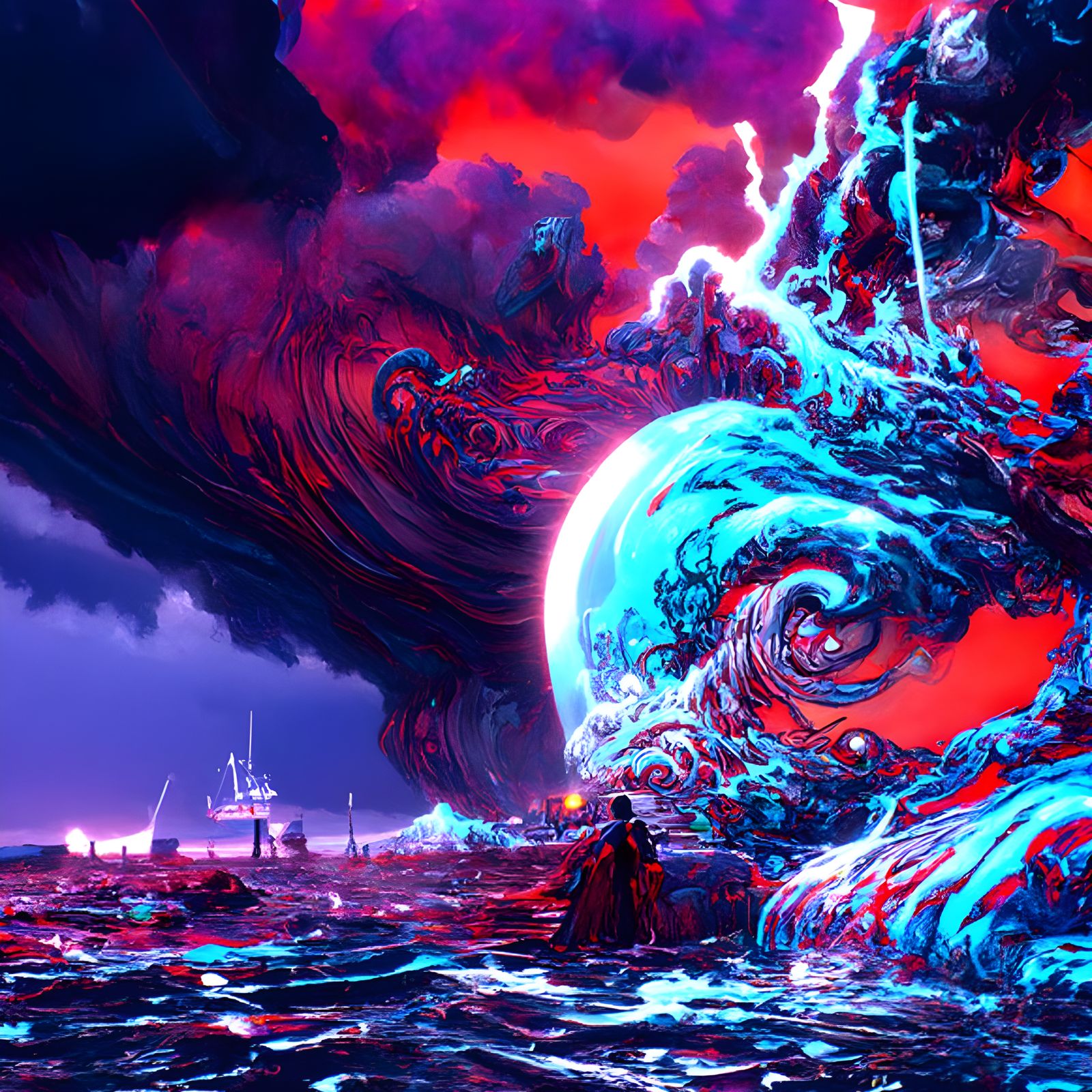 Psychedelic Ocean Maelstrom in Hyperrealistic Digital Art
