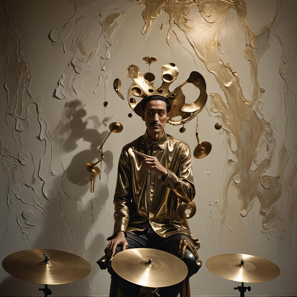 Surreal Cymbals with Human Features in Dreamlike Setting