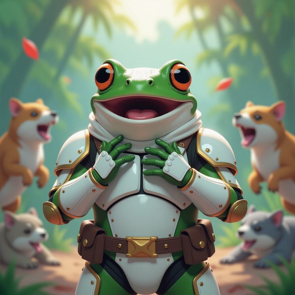 Armored Dart Frog's Surprise in Manga Style