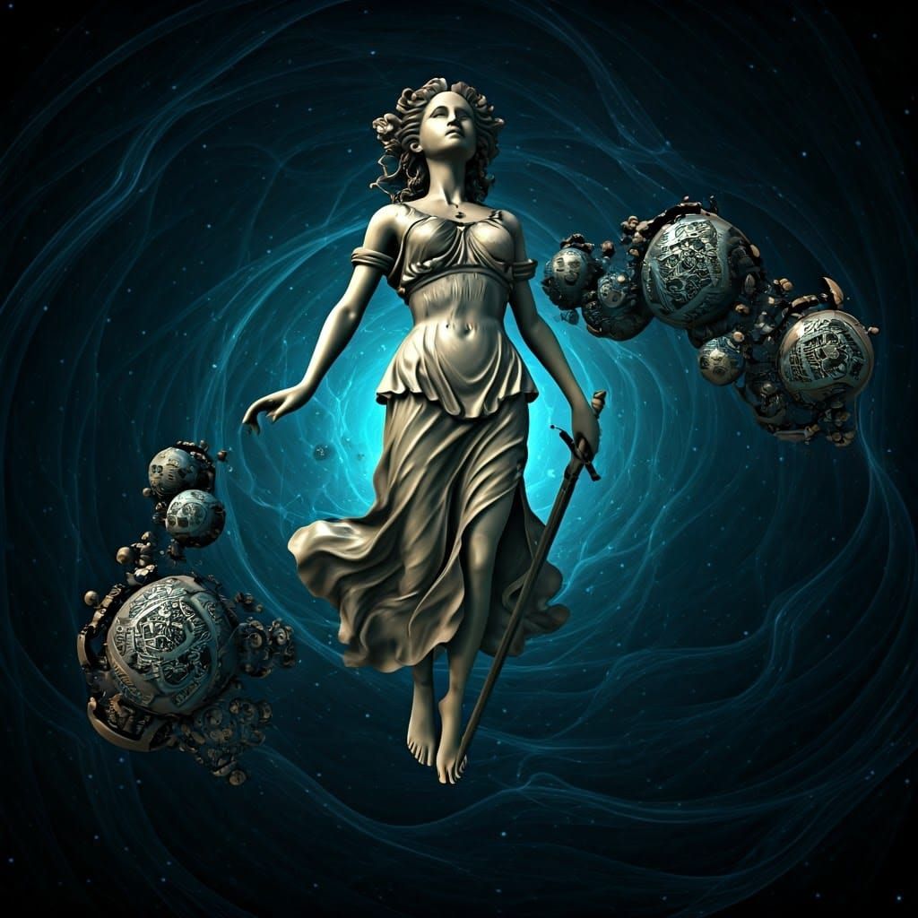 Themis: Greek Goddess in Cyberpunk Style