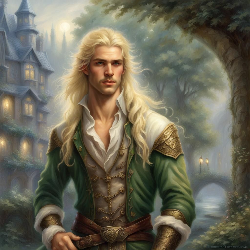 Handsome Elf Rogue in Ethereal Fantasy Style