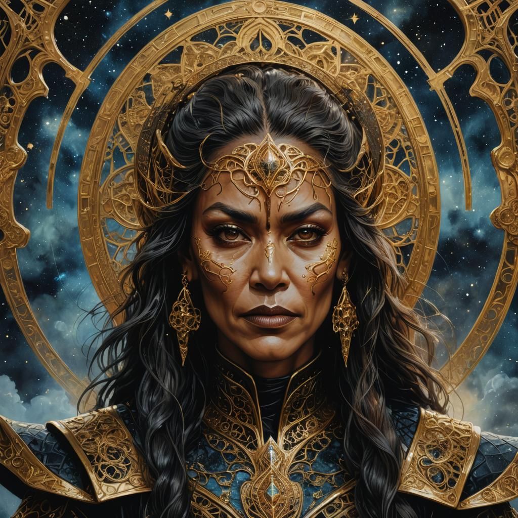 Filigree Klingon Woman Portrait in Dark Fantasy Style