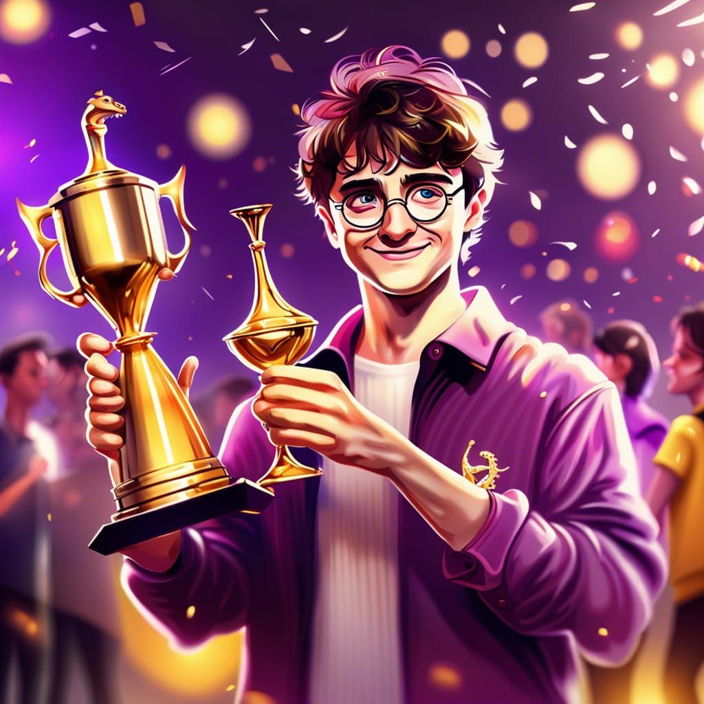 Daniel Radcliffe holding a Trophy: Celebration