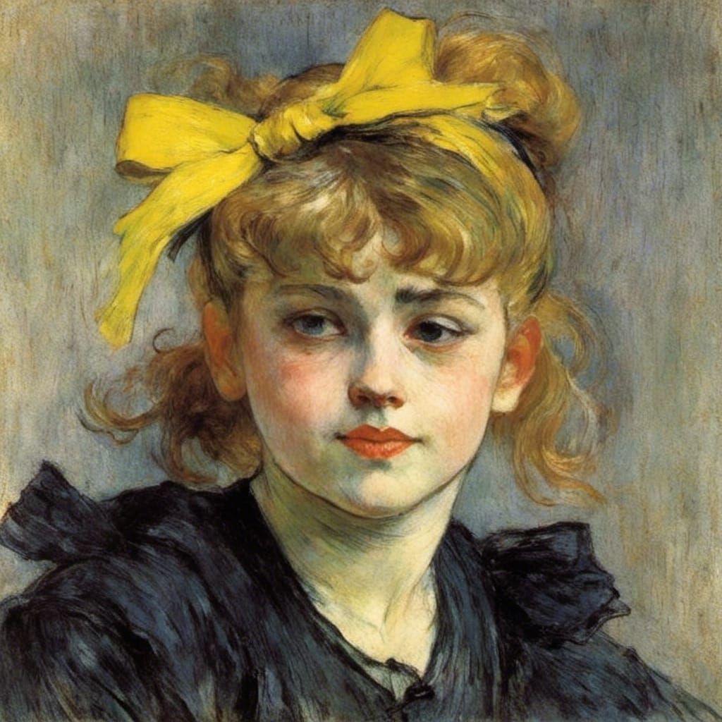 Girl with Yellow Bow Portrait