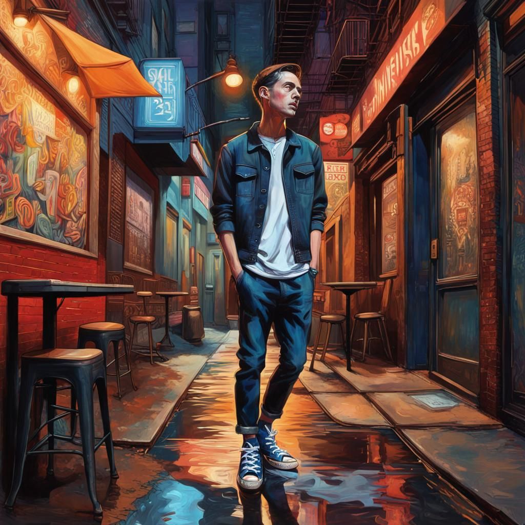 Confused Time Traveler in 1920s NYC Alley