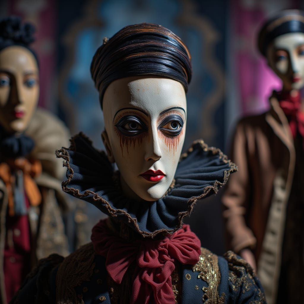 Existential Porcelain Puppet Soldier on Battlefield