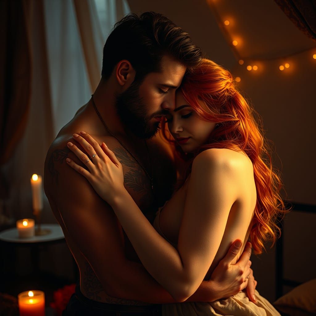 Sensual Embrace: Intimate Portrait in Warm Light