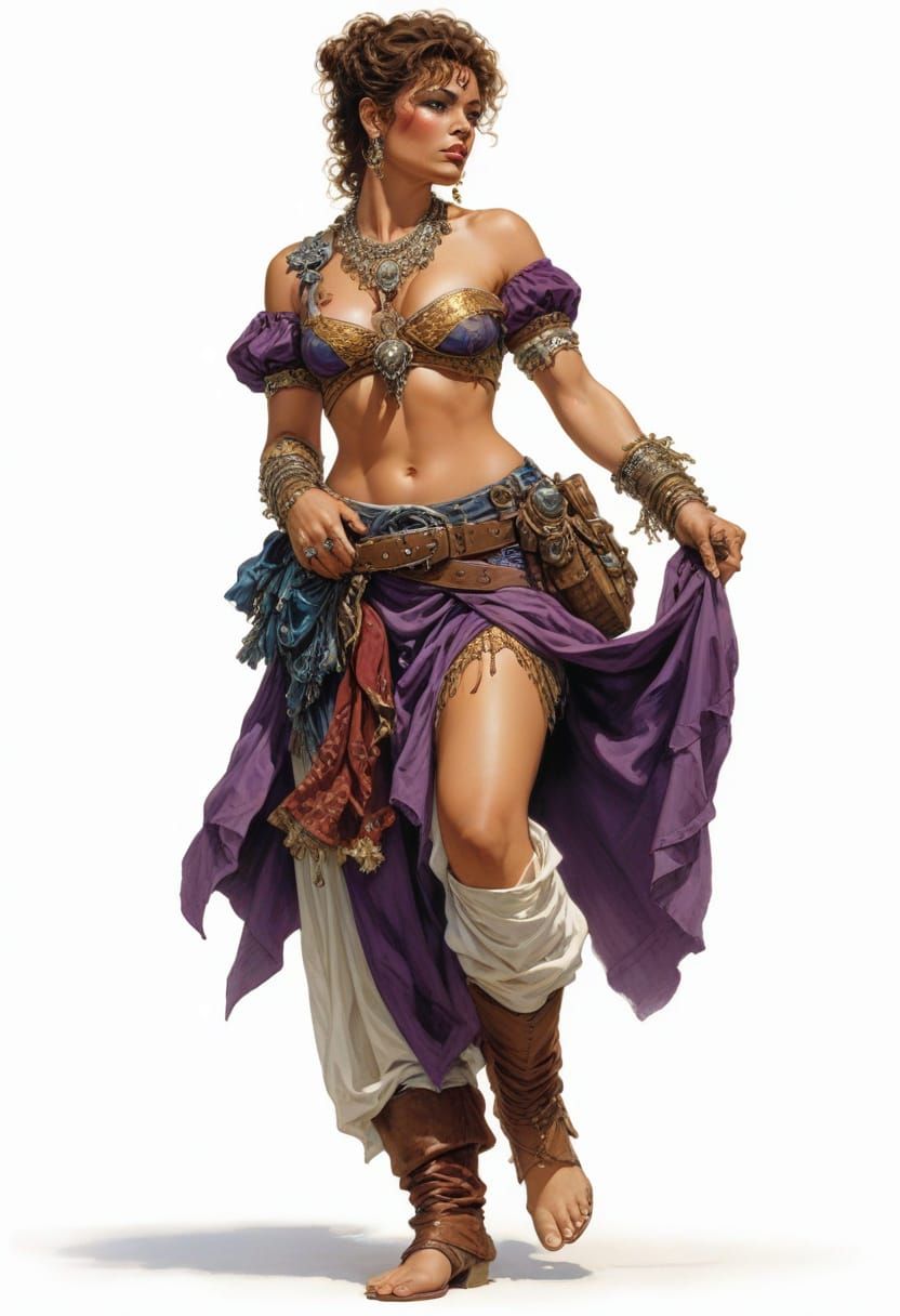 Surreal Fantasy Portrait of a Gypsy Pirate Dancer in Golden ...