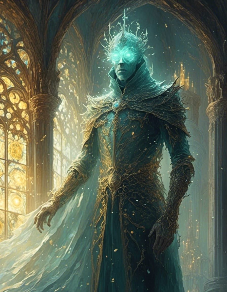 Ghostly Medieval Figure in Castle