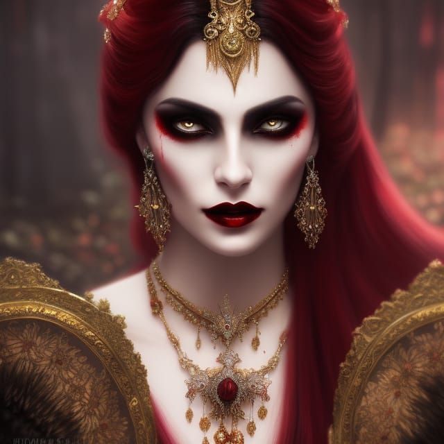 Beautiful Romanian Vampire Lady in Dark Fantasy Style
