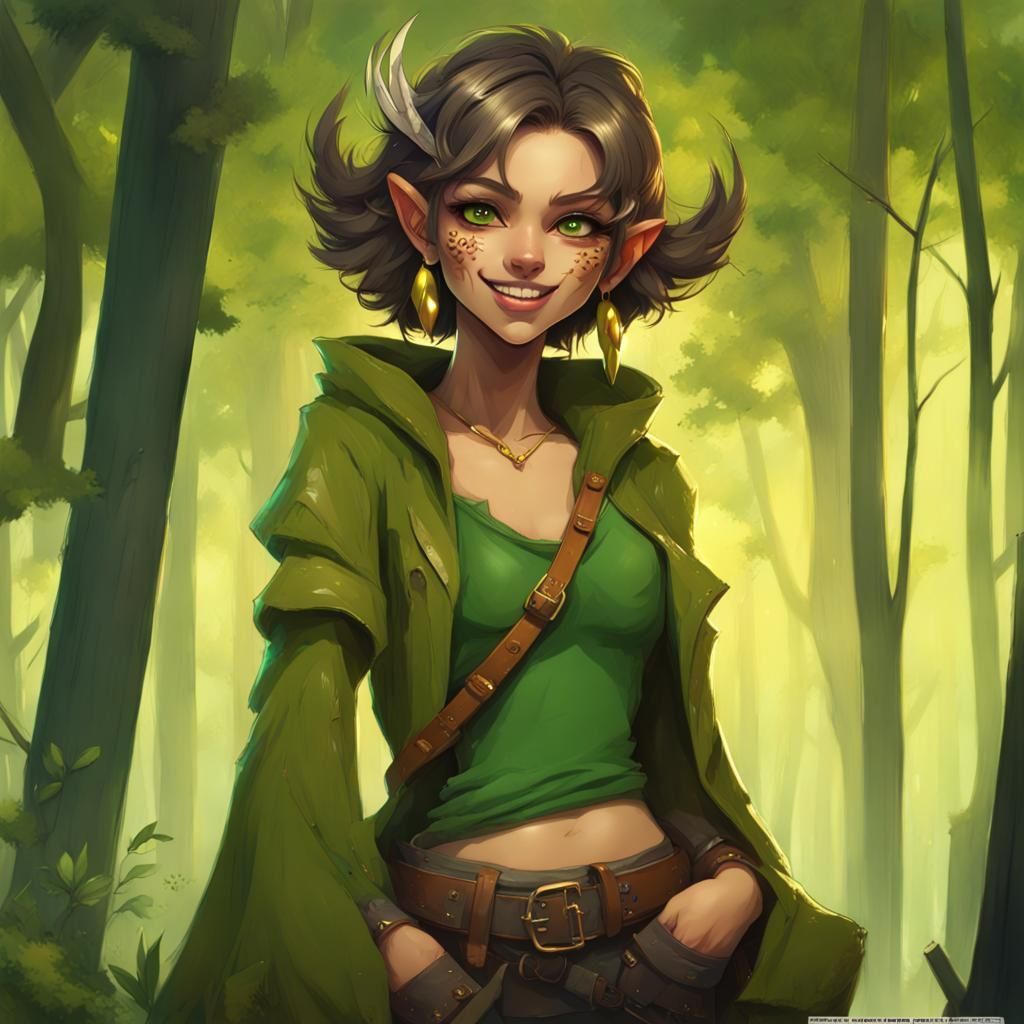 Green-Skinned Fighter Girl Cartoon Character Design