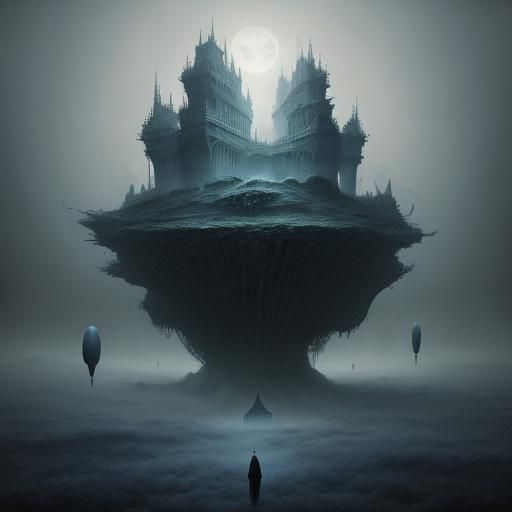 Ethereal Surreal Entities in Dreamlike Landscape