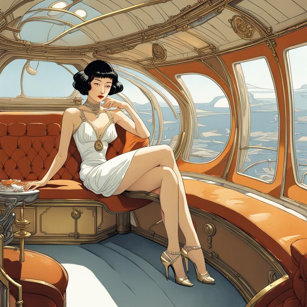 Korean Heiress in Zeppelin Cabin, Moebius Style