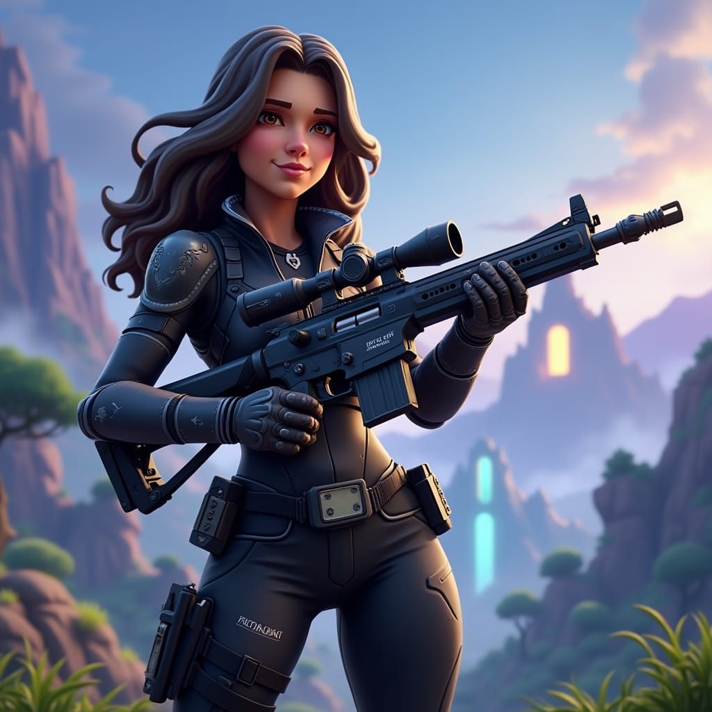 Fantastical Fortnite Warrior Girl in Ancient Ruins