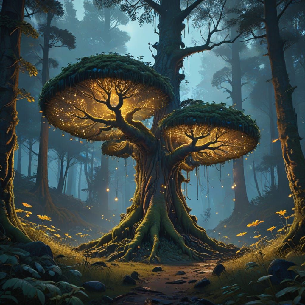 Enchanted Forest Odyssey in Neo-Impressionist Style