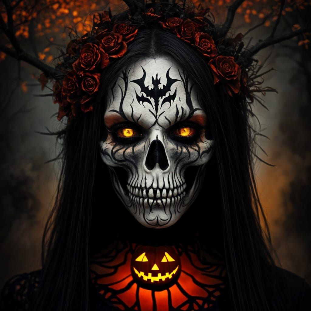 Haunting Halloween Tree Face with Gnarled Features