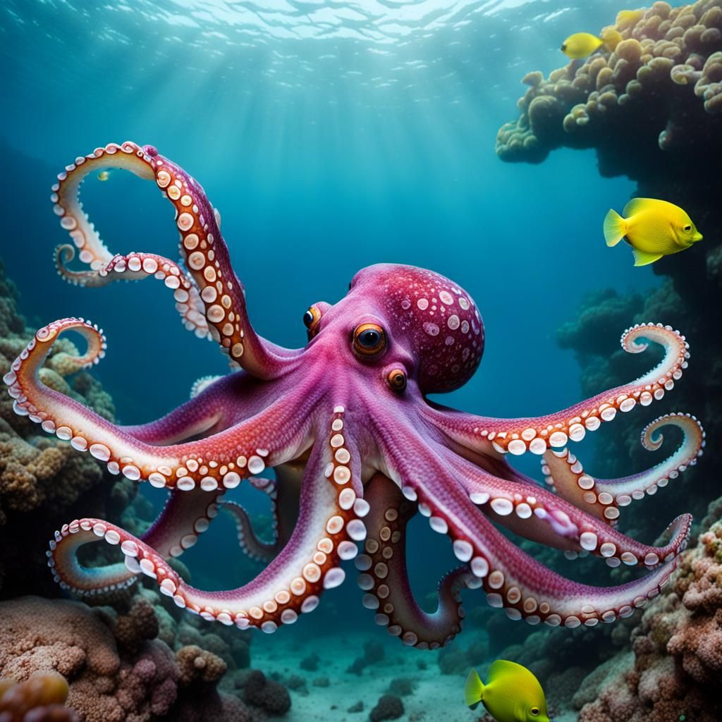 Underwater Octopus Choreography in Vibrant Colors
