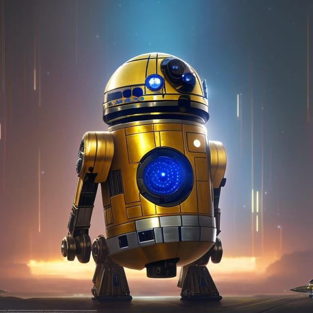Hyperdetailed Cyberpunk Astromech Droid