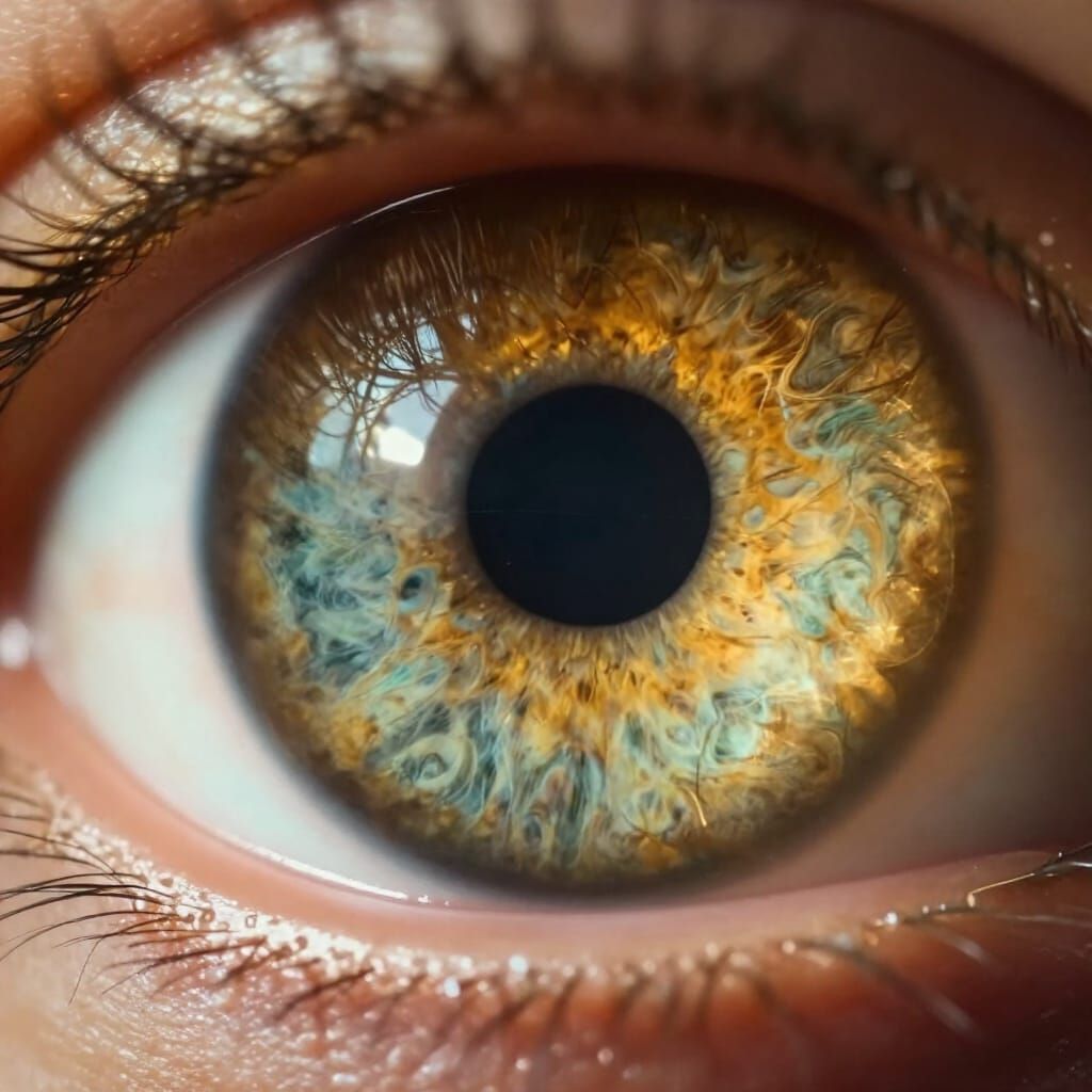 Hyperrealistic Golden Eye Macro Photograph