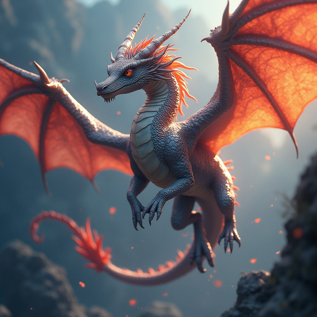 Detailed Dragon Matte Painting in Deep Color