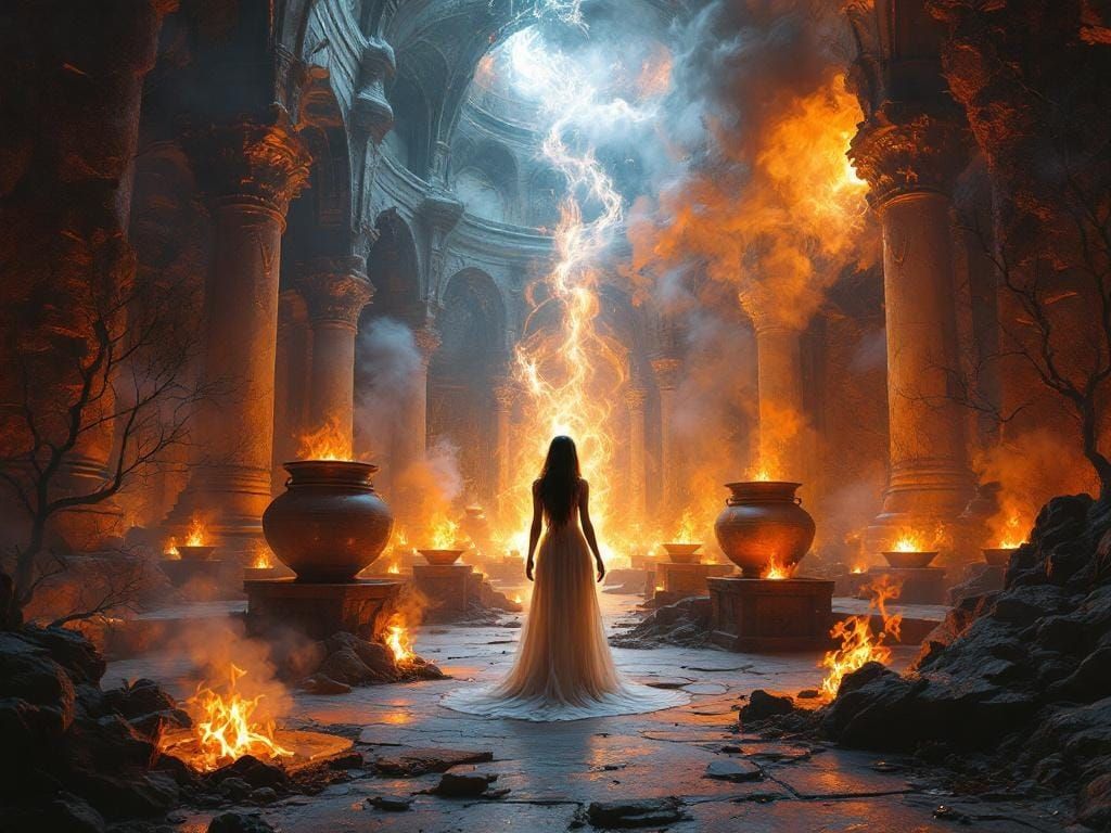 Ethereal Figure in Byzantine Church, Fantasy Art