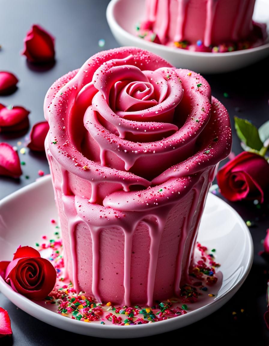 Rose Shaped Gelato with Sprinkles