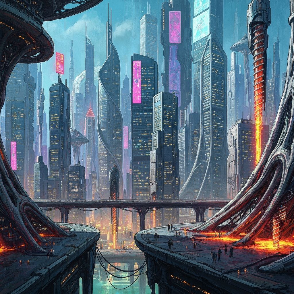 Biomorphic Metropolis with Geothermal Energy, Future-Noir St...