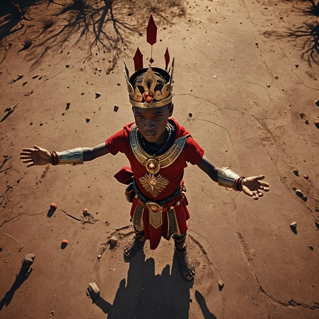 African Child Warrior Worships Sky God