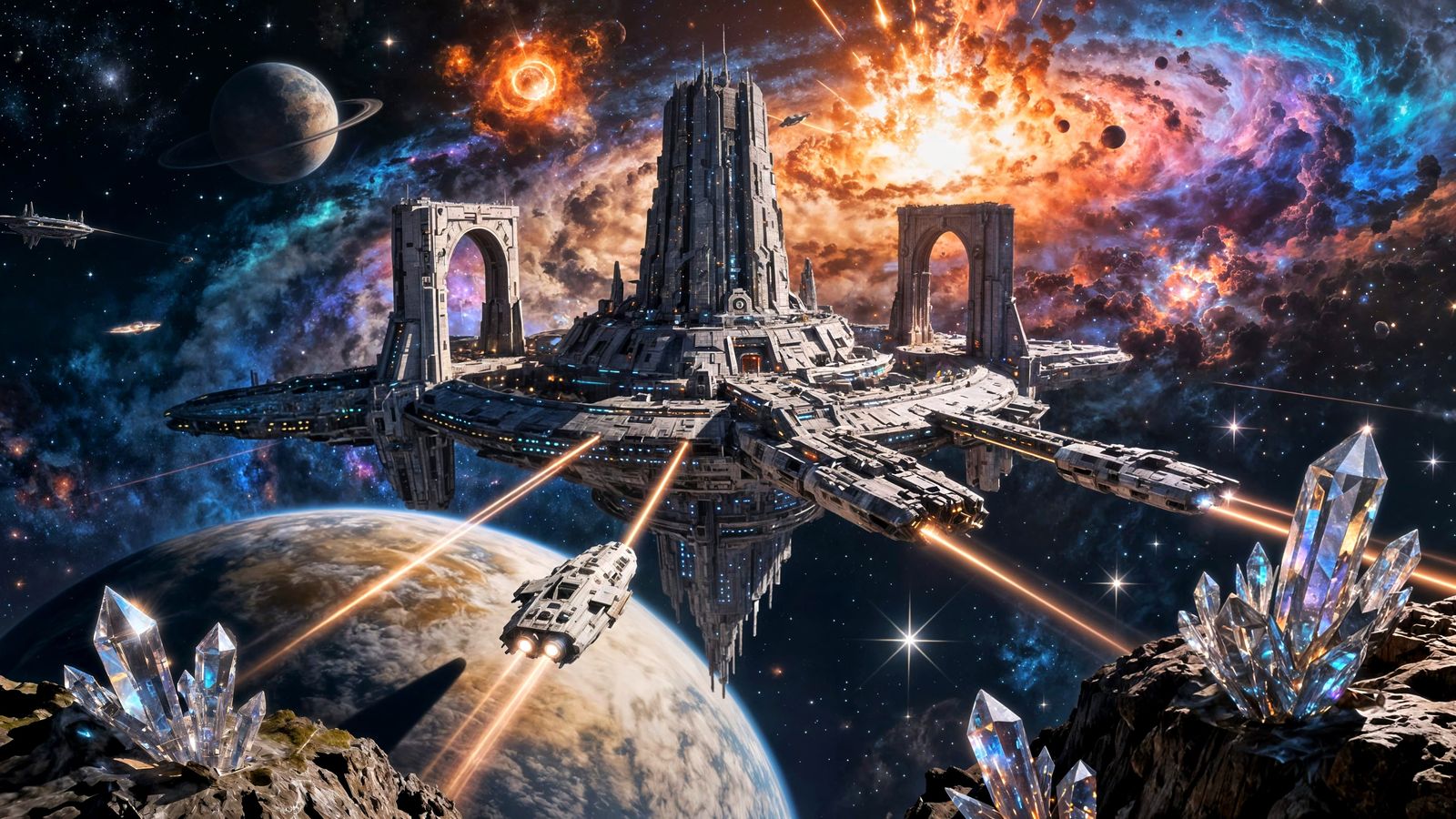Epic Alien Citadel in Cosmic Grandeur