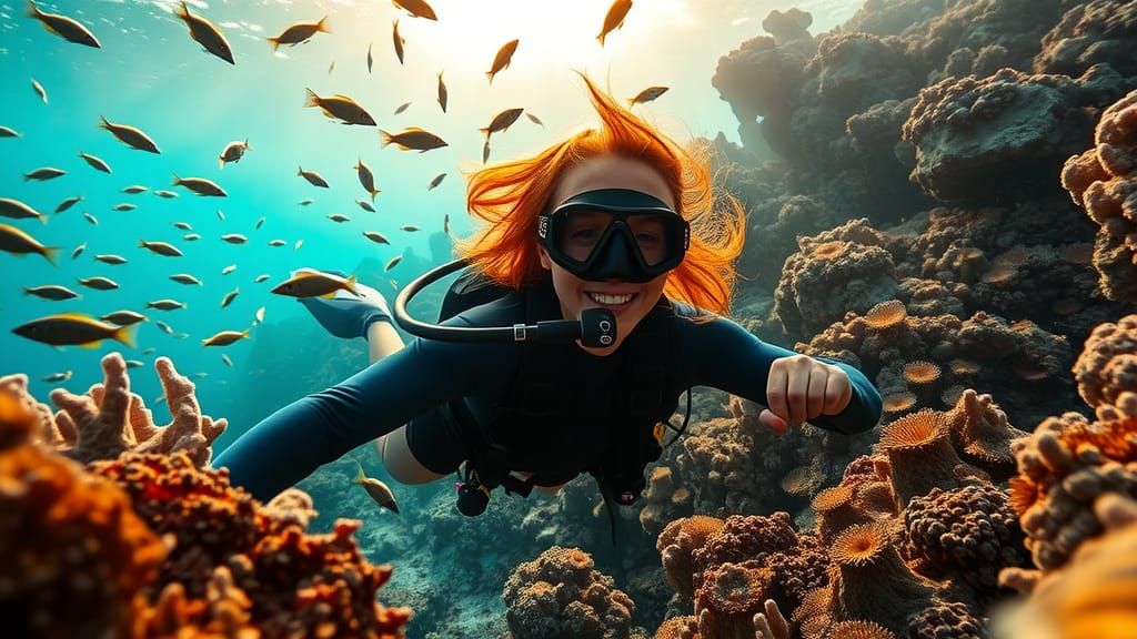 Scuba Diver in Vibrant Coral Reef
